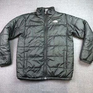 North Face Jacket Boys Extra Large Puffer Zip Up Black Coat Winter Polyester